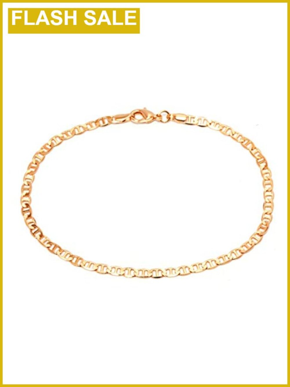18K Gold Plated Flat Marina Link Anklet for Women Made in Brazil